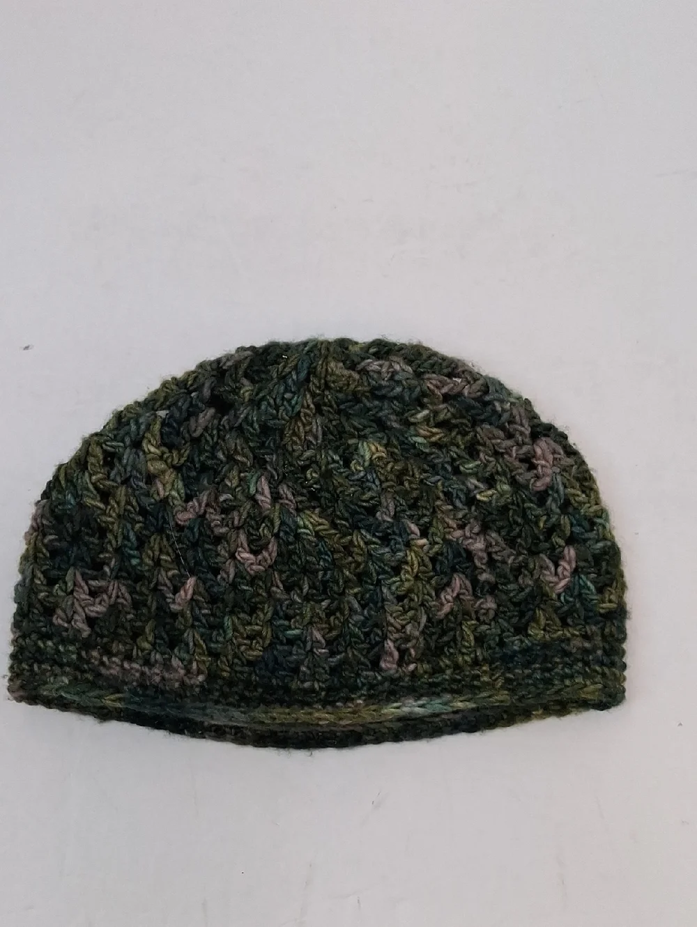 Handmade Crocheted Olive Green Beanie Hat One Size